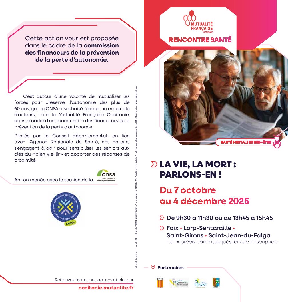 Atelier discussion "La vie, la mort, parlons-en" à Lorp-Sentaraille